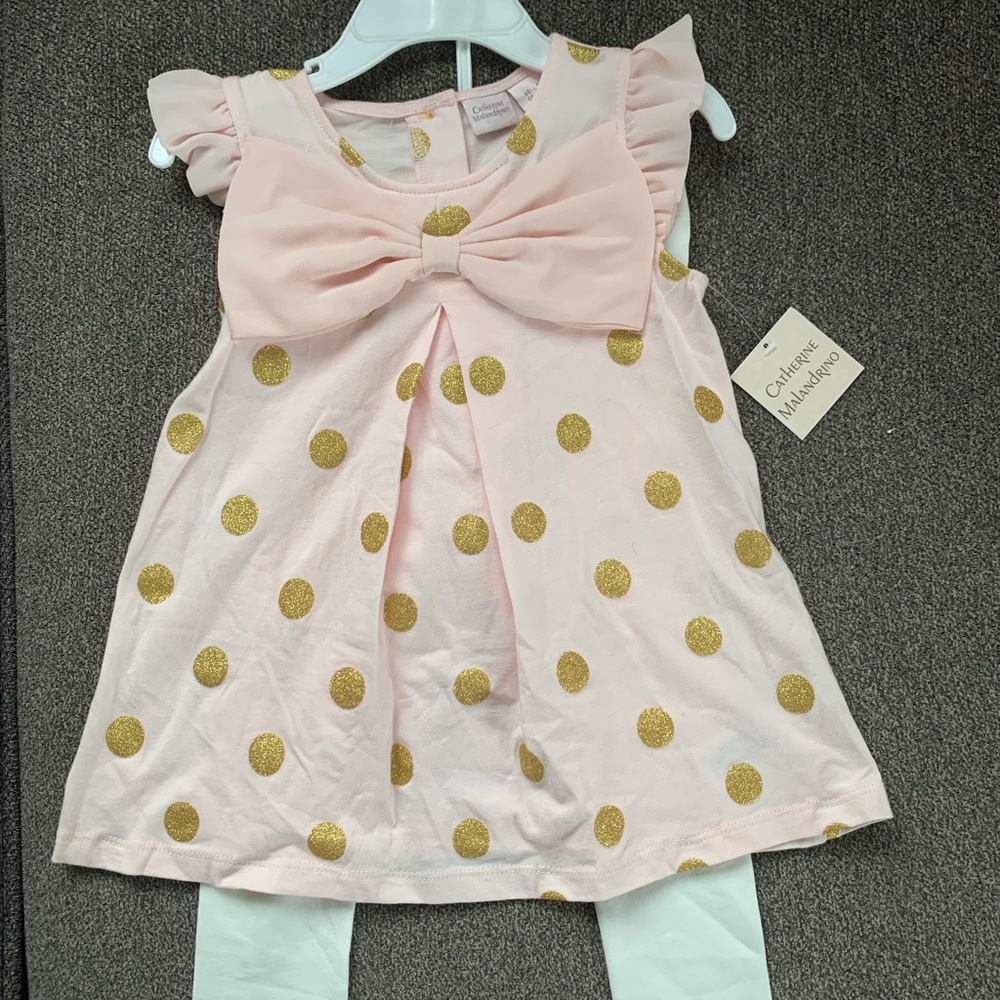 Pink & Gold Polka Dot Outfit- Catherine Malandrino